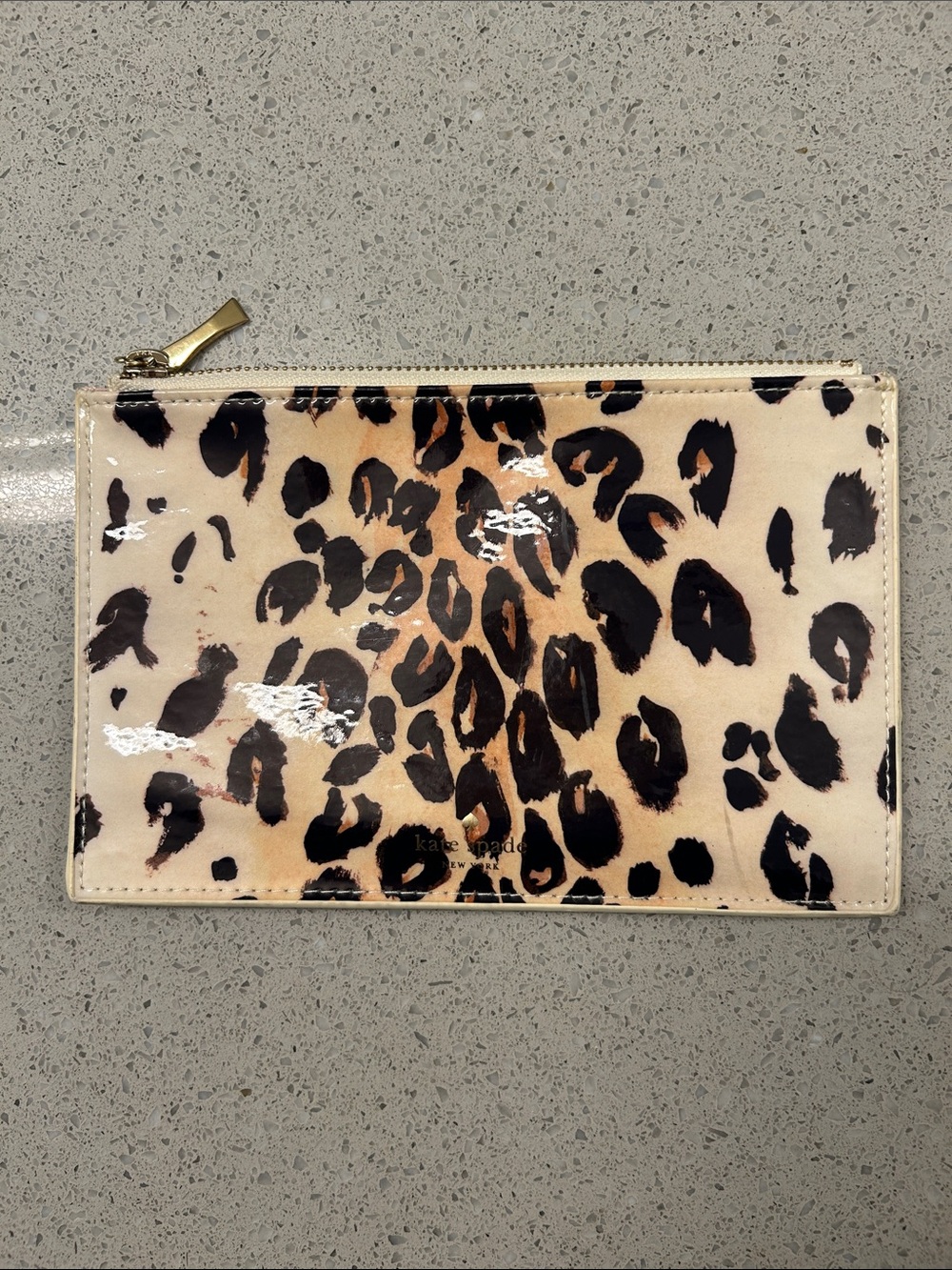 Kate Spade New York Leopard Cheetah cosmetic bag EUC